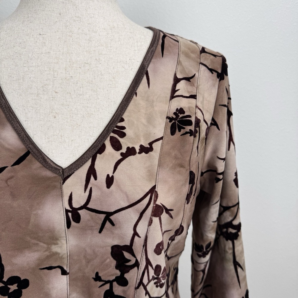 VTG Roz & Ali Top Womens MP Brown Floral Velvet Fairy Grunge Phoebe Friends 90s - Picture 5 of 13